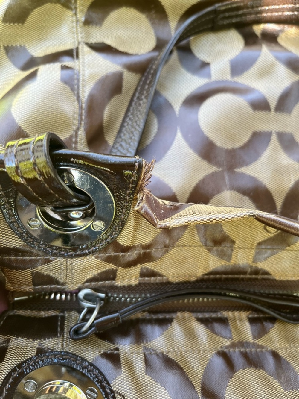 Coach Signature Patent Leather Tote - Picture 7 of 8